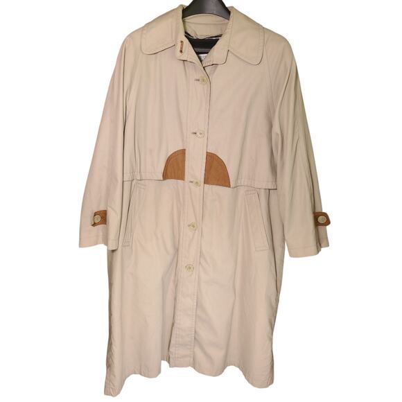 LONDON FOG Overcoat Trench Coat 8 Petite Removable Fleece Lining Tan - Picture 2 of 7